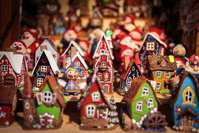 Close-up of toys for sale