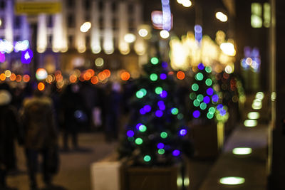 Defocused image of illuminated christmas lights