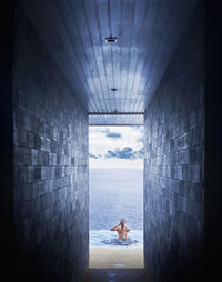 Man swimming in the sea during holiday