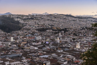 High angle view of buildings in city