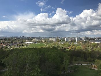 High angle view of townscape against sky