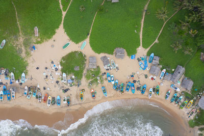 High angle view of people in swimming pool