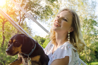 Happy woman with dog