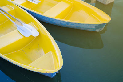 High angle view of yellow floating on water