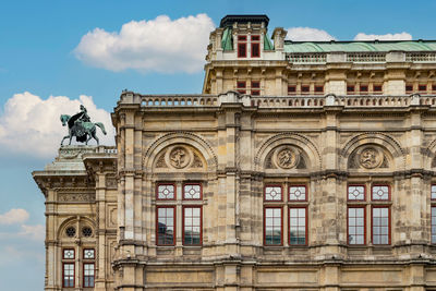 The opera house in vienna. detail of the exterior of the building.