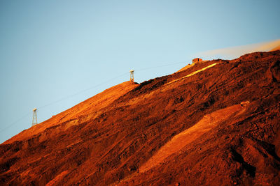 Rocky mountain at el teide national park against clear sky