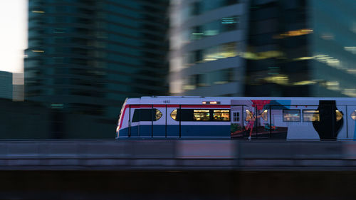 View of illuminated building in city at night