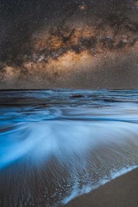 Scenic view of sea against sky at night