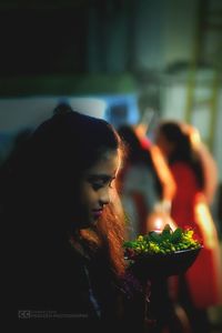 Side view of woman looking away