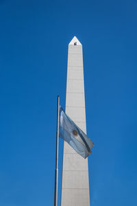 Low angle view of building against clear blue sky