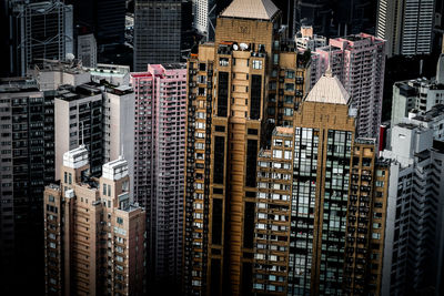 High angle view of buildings in city