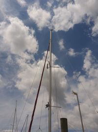 Low angle view of sailboat against sky
