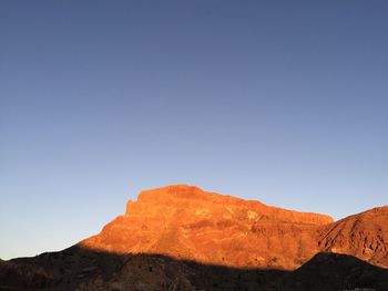 Scenic view of mountain against clear blue sky