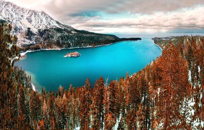 Scenic view of lake against sky