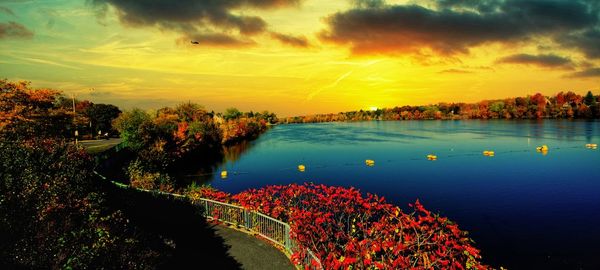 Scenic view of sea against sky during sunset