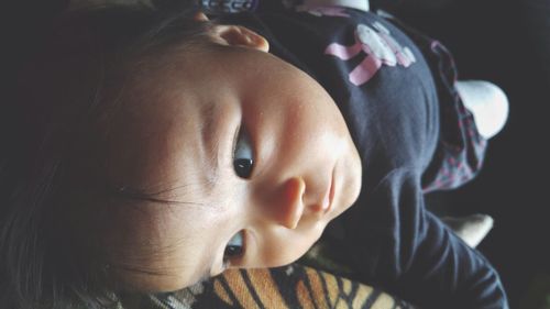 Close-up portrait of cute baby girl