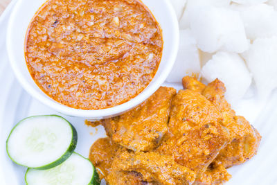 High angle view of food in bowl