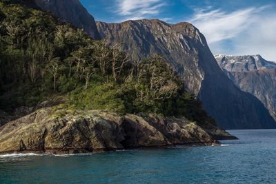 Scenic view of lake against mountain range