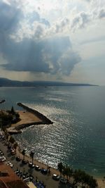 High angle view of beach against sky