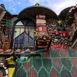 Close-up of multi colored temple against sky