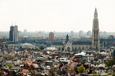 View of cityscape against clear sky