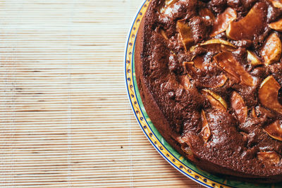 High angle view of dessert on table