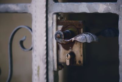 Close-up of rusty metal door