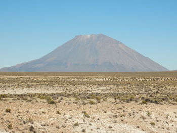 Scenic view of landscape against clear blue sky