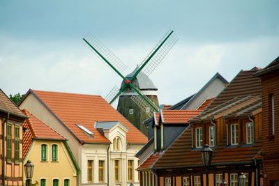 Low angle view of buildings against sky