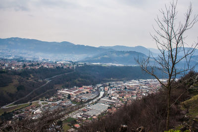 High angle view of cityscape against sky
