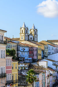 Old and colorful houses and churches in pelourinho in the historic center of salvador, bahia