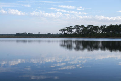 Scenic view of lake against sky