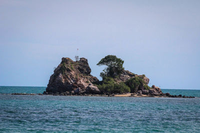 Scenic view of sea against clear sky