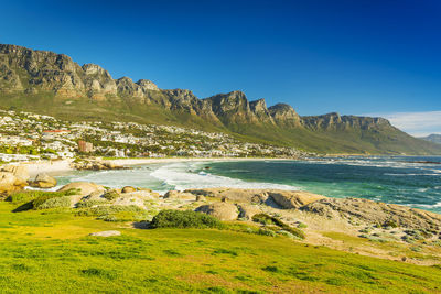 Scenic view of sea against clear sky