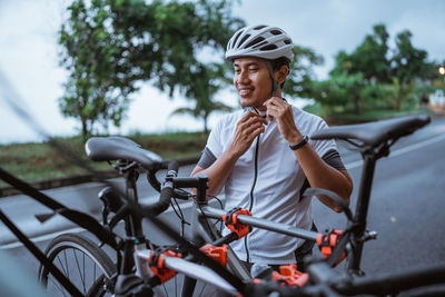 Man riding bicycle