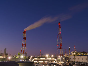 Oil refinery at dusk