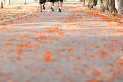 Low section of people running on street