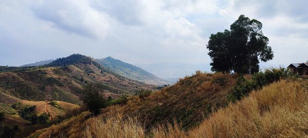 Scenic view of mountains against sky