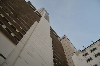 Low angle view of buildings against clear sky