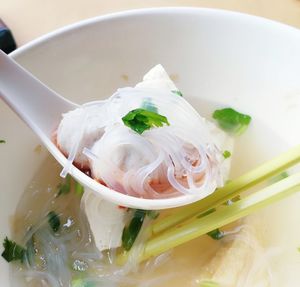 Close-up of soup in bowl