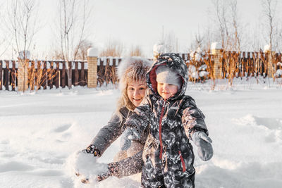 Portrait of girl in snow