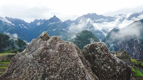 Panoramic view of mountains against sky