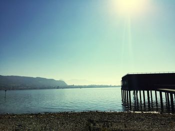 Scenic view of sea against clear sky