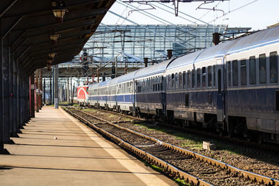 Train on railroad station