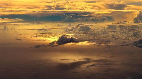 Aerial view of dramatic sky during sunset