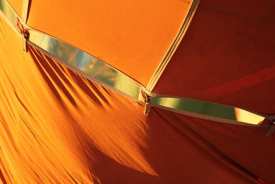 High angle view of orange tent
