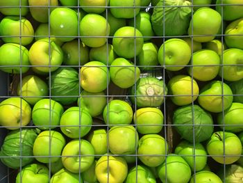 Full frame shot of green apples and cabbages