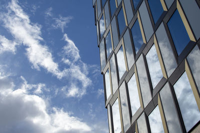 Low angle view of modern building against sky