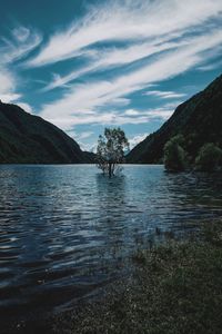 Scenic view of lake against sky