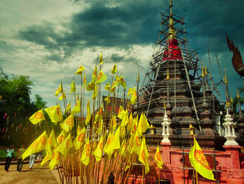 Panoramic view of temple against building